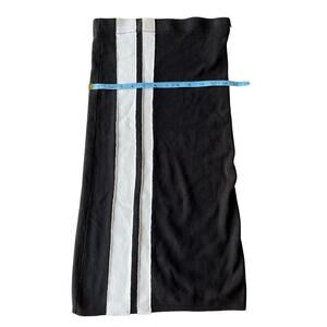 Chic Black & White Stripe Pencil Midi Skirt - Sweater Knit XS